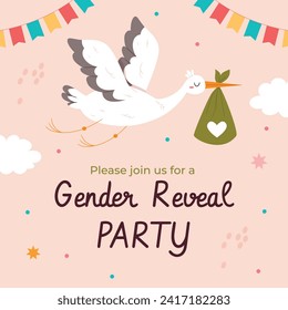 Gender reveal party background. Boy or girl reveal party. gender party. Baby's gender reveal party celebration. Vector Illustration design for Poster, Banner, Invitation Card. blue and pink color.