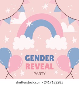 Gender reveal party background. Boy or girl reveal party. gender party. Baby's gender reveal party celebration. Vector Illustration design for Poster, Banner, Invitation Card. blue and pink color.