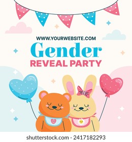 Gender reveal party background. Boy or girl reveal party. gender party. Baby's gender reveal party celebration. Vector Illustration design for Poster, Banner, Invitation Card. blue and pink color.