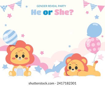 Gender reveal party background. Boy or girl reveal party. gender party. Baby's gender reveal party celebration. Vector Illustration design for Poster, Banner, Invitation Card. blue and pink color.