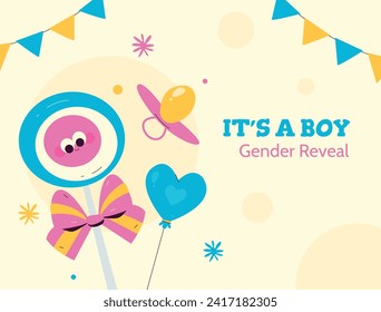 Gender reveal party background. Boy or girl reveal party. gender party. Baby's gender reveal party celebration. Vector Illustration design for Poster, Banner, Invitation Card. blue and pink color.