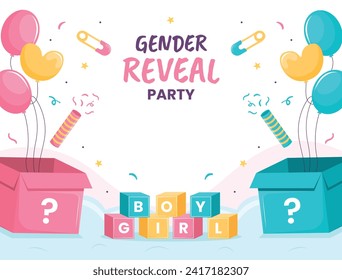 Gender reveal party background. Boy or girl reveal party. gender party. Baby's gender reveal party celebration. Vector Illustration design for Poster, Banner, Invitation Card. blue and pink color.