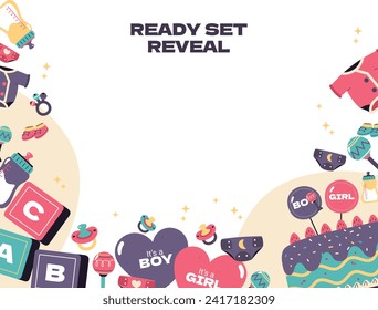 Gender reveal party background. Boy or girl reveal party. gender party. Baby's gender reveal party celebration. Vector Illustration design for Poster, Banner, Invitation Card. blue and pink color.