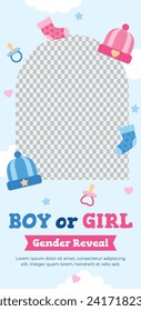 Gender reveal party background. Boy or girl reveal party. gender party. Baby's gender reveal party celebration. Vector Illustration design for Poster, Banner, Invitation Card. blue and pink color.