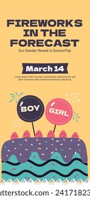 Gender reveal party background. Boy or girl reveal party. gender party. Baby's gender reveal party celebration. Vector Illustration design for Poster, Banner, Invitation Card. blue and pink color.