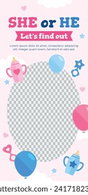 Gender reveal party background. Boy or girl reveal party. gender party. Baby's gender reveal party celebration. Vector Illustration design for Poster, Banner, Invitation Card. blue and pink color.