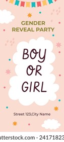 Gender reveal party background. Boy or girl reveal party. gender party. Baby's gender reveal party celebration. Vector Illustration design for Poster, Banner, Invitation Card. blue and pink color.