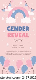 Gender reveal party background. Boy or girl reveal party. gender party. Baby's gender reveal party celebration. Vector Illustration design for Poster, Banner, Invitation Card. blue and pink color.