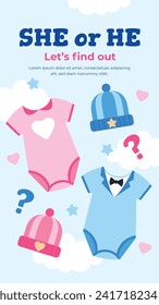 Gender reveal party background. Boy or girl reveal party. gender party. Baby's gender reveal party celebration. Vector Illustration design for Poster, Banner, Invitation Card. blue and pink color.