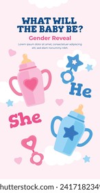 Gender reveal party background. Boy or girl reveal party. gender party. Baby's gender reveal party celebration. Vector Illustration design for Poster, Banner, Invitation Card. blue and pink color.