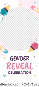 Gender reveal party background. Boy or girl reveal party. gender party. Baby's gender reveal party celebration. Vector Illustration design for Poster, Banner, Invitation Card. blue and pink color.