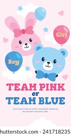 Gender reveal party background. Boy or girl reveal party. gender party. Baby's gender reveal party celebration. Vector Illustration design for Poster, Banner, Invitation Card. blue and pink color.