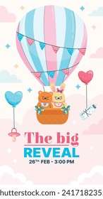 Gender reveal party background. Boy or girl reveal party. gender party. Baby's gender reveal party celebration. Vector Illustration design for Poster, Banner, Invitation Card. blue and pink color.