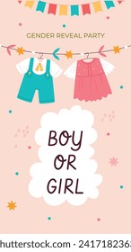 Gender reveal party background. Boy or girl reveal party. gender party. Baby's gender reveal party celebration. Vector Illustration design for Poster, Banner, Invitation Card. blue and pink color.