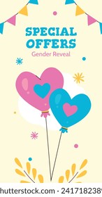 Gender reveal party background. Boy or girl reveal party. gender party. Baby's gender reveal party celebration. Vector Illustration design for Poster, Banner, Invitation Card. blue and pink color.