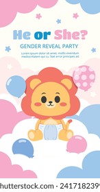 Gender reveal party background. Boy or girl reveal party. gender party. Baby's gender reveal party celebration. Vector Illustration design for Poster, Banner, Invitation Card. blue and pink color.