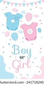 Gender reveal party background. Boy or girl reveal party. gender party. Baby's gender reveal party celebration. Vector Illustration design for Poster, Banner, Invitation Card. blue and pink color.