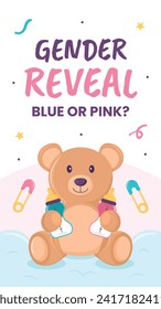 Gender reveal party background. Boy or girl reveal party. gender party. Baby's gender reveal party celebration. Vector Illustration design for Poster, Banner, Invitation Card. blue and pink color.