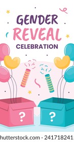 Gender reveal party background. Boy or girl reveal party. gender party. Baby's gender reveal party celebration. Vector Illustration design for Poster, Banner, Invitation Card. blue and pink color.