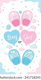 Gender reveal party background. Boy or girl reveal party. gender party. Baby's gender reveal party celebration. Vector Illustration design for Poster, Banner, Invitation Card. blue and pink color.