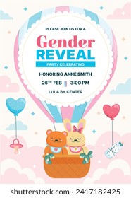 Gender reveal party background. Boy or girl reveal party. gender party. Baby's gender reveal party celebration. Vector Illustration design for Poster, Banner, Invitation Card. blue and pink color.