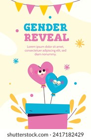 Gender reveal party background. Boy or girl reveal party. gender party. Baby's gender reveal party celebration. Vector Illustration design for Poster, Banner, Invitation Card. blue and pink color.