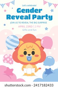 Gender reveal party background. Boy or girl reveal party. gender party. Baby's gender reveal party celebration. Vector Illustration design for Poster, Banner, Invitation Card. blue and pink color.