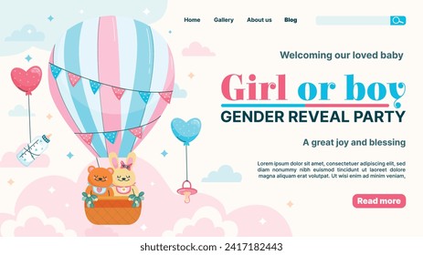 Gender reveal party background. Boy or girl reveal party. gender party. Baby's gender reveal party celebration. Vector Illustration design for Poster, Banner, Invitation Card. blue and pink color.