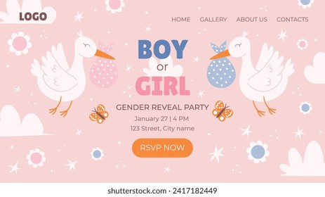 Gender reveal party background. Boy or girl reveal party. gender party. Baby's gender reveal party celebration. Vector Illustration design for Poster, Banner, Invitation Card. blue and pink color.