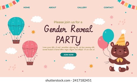 Gender reveal party background. Boy or girl reveal party. gender party. Baby's gender reveal party celebration. Vector Illustration design for Poster, Banner, Invitation Card. blue and pink color.