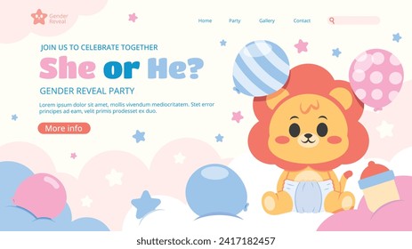 Gender reveal party background. Boy or girl reveal party. gender party. Baby's gender reveal party celebration. Vector Illustration design for Poster, Banner, Invitation Card. blue and pink color.