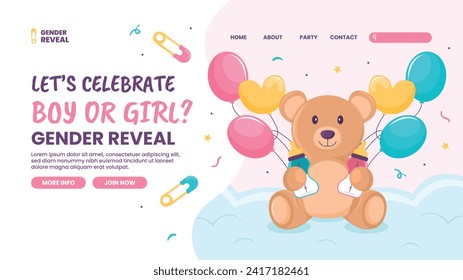 Gender reveal party background. Boy or girl reveal party. gender party. Baby's gender reveal party celebration. Vector Illustration design for Poster, Banner, Invitation Card. blue and pink color.