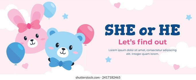 Gender reveal party background. Boy or girl reveal party. gender party. Baby's gender reveal party celebration. Vector Illustration design for Poster, Banner, Invitation Card. blue and pink color.