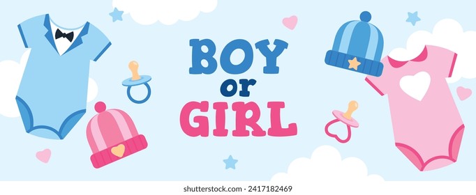 Gender reveal party background. Boy or girl reveal party. gender party. Baby's gender reveal party celebration. Vector Illustration design for Poster, Banner, Invitation Card. blue and pink color.