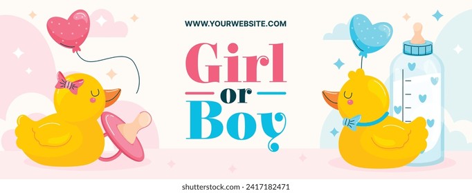 Gender reveal party background. Boy or girl reveal party. gender party. Baby's gender reveal party celebration. Vector Illustration design for Poster, Banner, Invitation Card. blue and pink color.