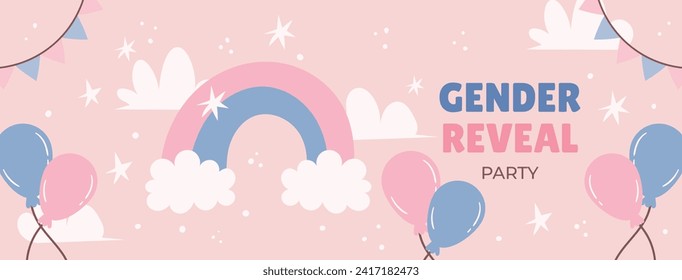 Gender reveal party background. Boy or girl reveal party. gender party. Baby's gender reveal party celebration. Vector Illustration design for Poster, Banner, Invitation Card. blue and pink color.