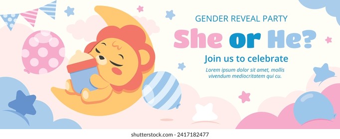 Gender reveal party background. Boy or girl reveal party. gender party. Baby's gender reveal party celebration. Vector Illustration design for Poster, Banner, Invitation Card. blue and pink color.