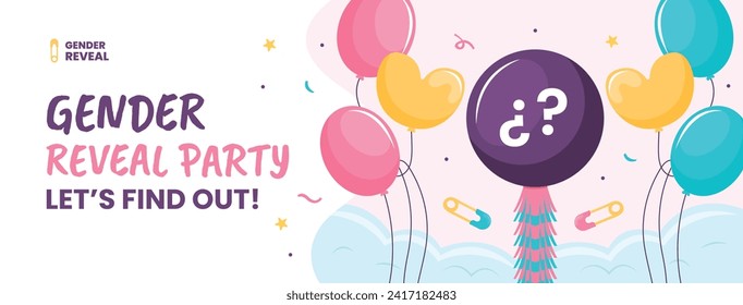 Gender reveal party background. Boy or girl reveal party. gender party. Baby's gender reveal party celebration. Vector Illustration design for Poster, Banner, Invitation Card. blue and pink color.