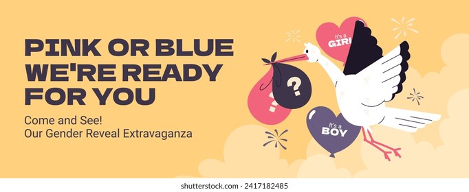 Gender reveal party background. Boy or girl reveal party. gender party. Baby's gender reveal party celebration. Vector Illustration design for Poster, Banner, Invitation Card. blue and pink color.