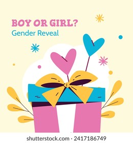 Gender reveal party background. Boy or girl reveal party. gender party. Baby's gender reveal party celebration. Vector Illustration design for Poster, Banner, Invitation Card. blue and pink color.