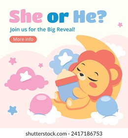 Gender reveal party background. Boy or girl reveal party. gender party. Baby's gender reveal party celebration. Vector Illustration design for Poster, Banner, Invitation Card. blue and pink color.