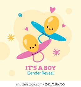 Gender reveal party background. Boy or girl reveal party. gender party. Baby's gender reveal party celebration. Vector Illustration design for Poster, Banner, Invitation Card. blue and pink color.