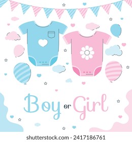 Gender reveal party background. Boy or girl reveal party. gender party. Baby's gender reveal party celebration. Vector Illustration design for Poster, Banner, Invitation Card. blue and pink color.