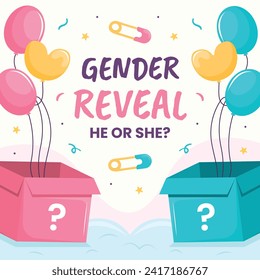 Gender reveal party background. Boy or girl reveal party. gender party. Baby's gender reveal party celebration. Vector Illustration design for Poster, Banner, Invitation Card. blue and pink color.