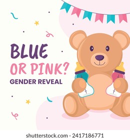 Gender reveal party background. Boy or girl reveal party. gender party. Baby's gender reveal party celebration. Vector Illustration design for Poster, Banner, Invitation Card. blue and pink color.