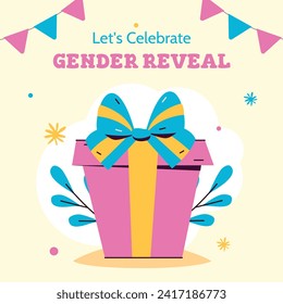 Gender reveal party background. Boy or girl reveal party. gender party. Baby's gender reveal party celebration. Vector Illustration design for Poster, Banner, Invitation Card. blue and pink color.