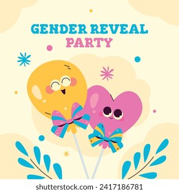 Gender reveal party background. Boy or girl reveal party. gender party. Baby's gender reveal party celebration. Vector Illustration design for Poster, Banner, Invitation Card. blue and pink color.