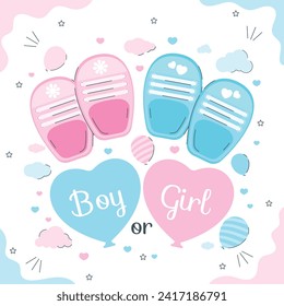 Gender reveal party background. Boy or girl reveal party. gender party. Baby's gender reveal party celebration. Vector Illustration design for Poster, Banner, Invitation Card. blue and pink color.