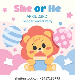 Gender reveal party background. Boy or girl reveal party. gender party. Baby's gender reveal party celebration. Vector Illustration design for Poster, Banner, Invitation Card. blue and pink color.