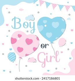 Gender reveal party background. Boy or girl reveal party. gender party. Baby's gender reveal party celebration. Vector Illustration design for Poster, Banner, Invitation Card. blue and pink color.